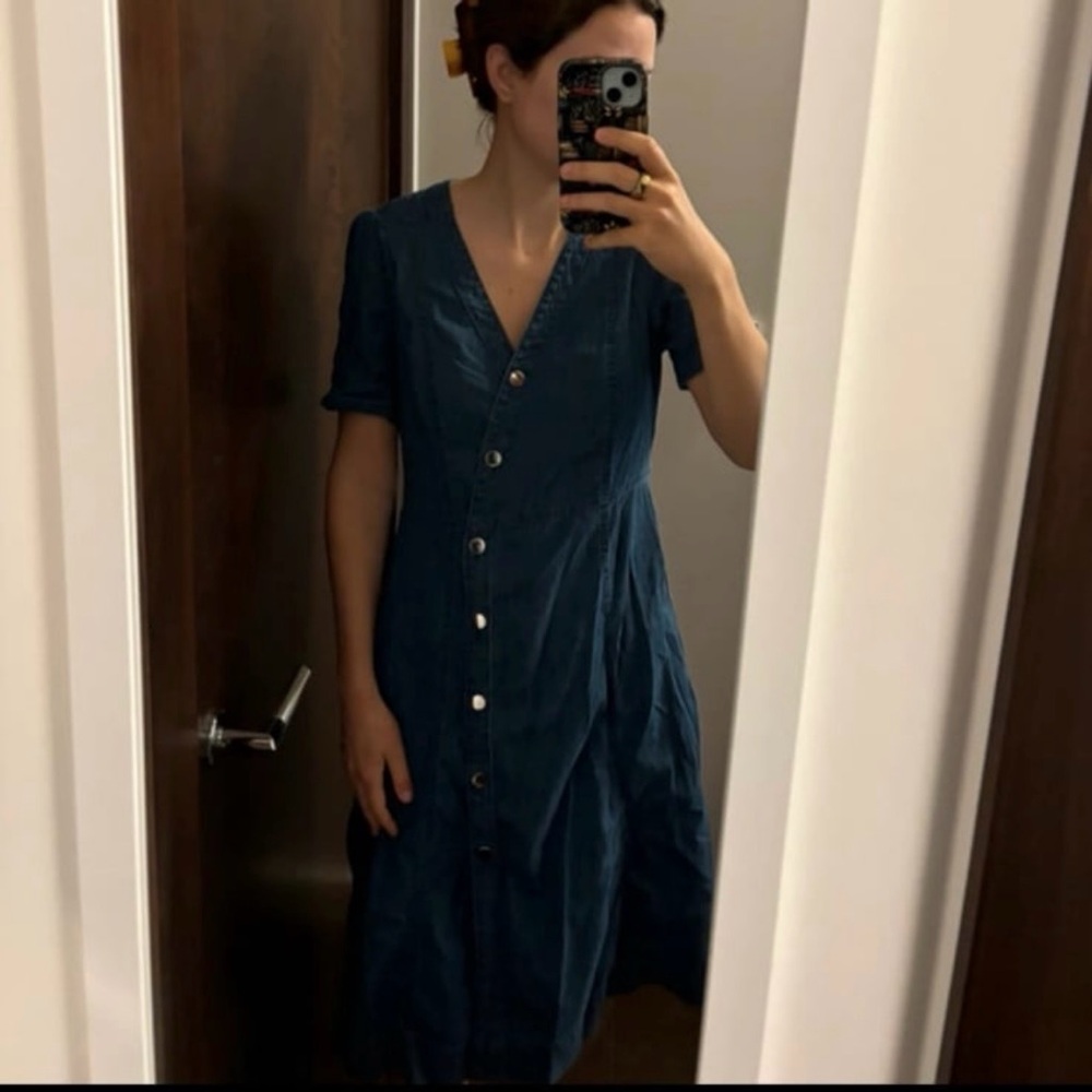 Monsoon Blue Buttoned Midi Sundress Size 8